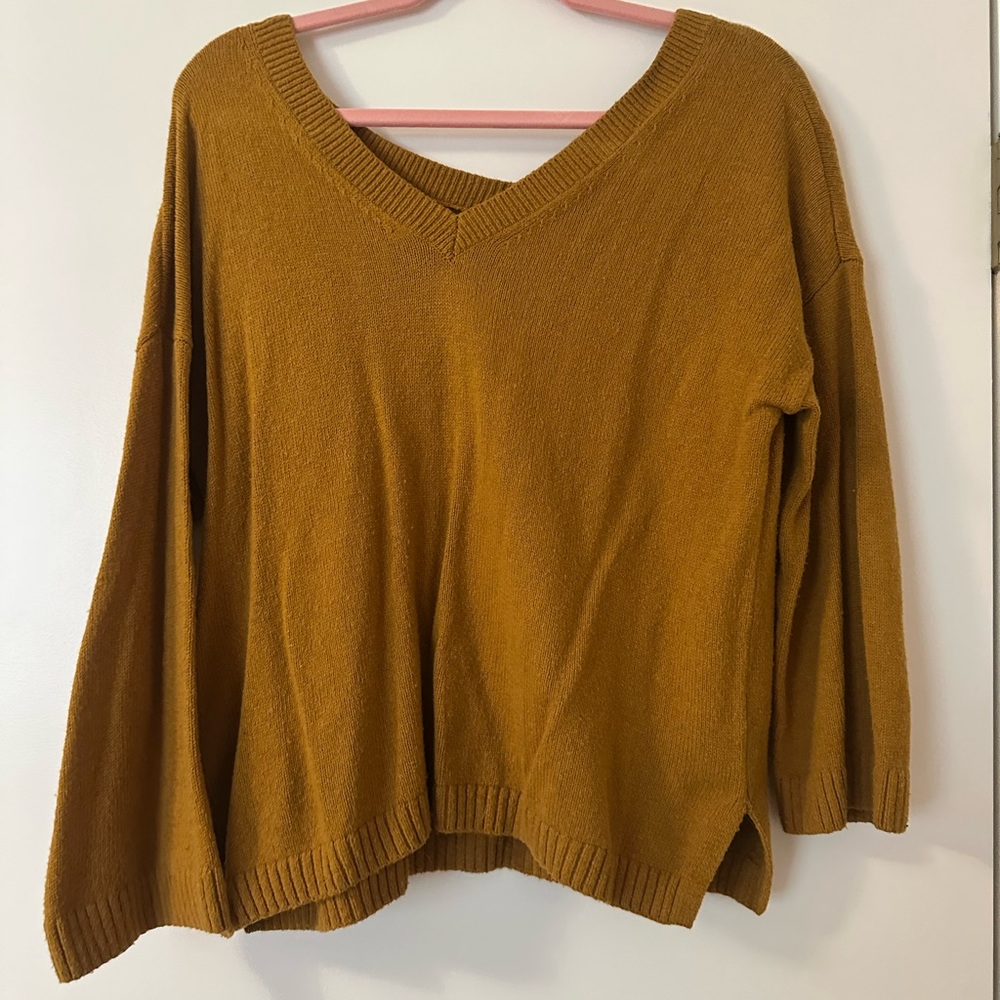 Madewell Women's V-Neck Sweater in Mustard